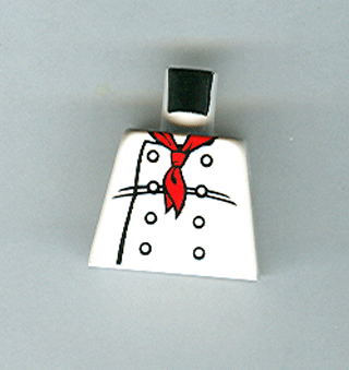 Torso Chef with 8 Buttons, Long Red Neckerchief, Black Wrinkles Pattern