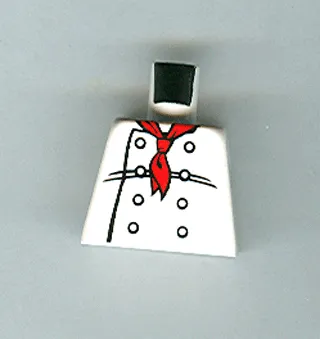 Torso Chef with 8 Buttons, Long Red Neckerchief Scarf, Black Wrinkles Pattern