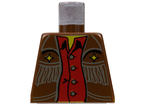 Torso Western Cowboy Fringe Vest, Gold Stars and Red Shirt Pattern