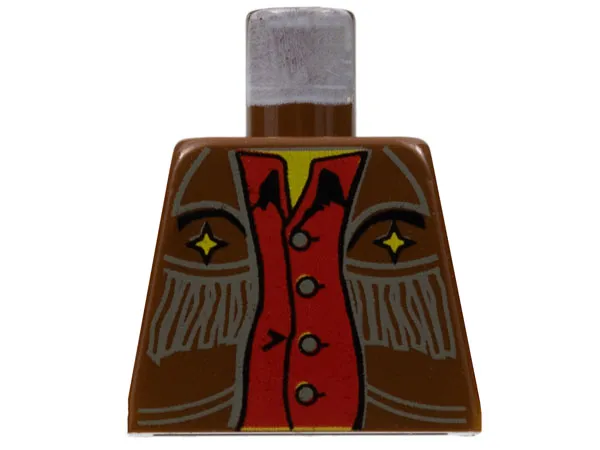 Torso Western Cowboy Fringe Vest, Gold Stars and Red Shirt Pattern