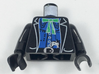 Torso Western Bandit Jacket over Blue Shirt, Green String Tie with Bow, Gun in Belt Pattern / Black Arms / Black Hands