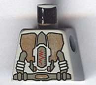 Torso Spacesuit with Gold Armor Panels and Dark Gray Tubes, Belt and Display with Red Zig Zag Line Pattern