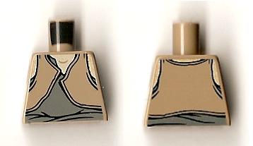 Torso SW Gungan Dark Bluish Gray / Light Brown Shirts Front and Back Pattern