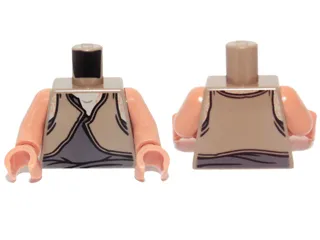 Torso SW Gungan Dark Bluish Gray / Light Brown Shirts Front and Back Pattern / Nougat Arms / Nougat Hands