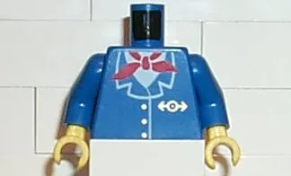 Torso Train Jacket and Red Scarf Pattern / Blue Arms / Yellow Hands