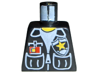 Torso Police Vest, White Shirt, ID, Yellow Star Badge Pattern