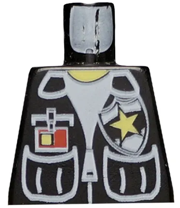 Torso Police Vest, White Shirt, ID, Yellow Star Badge Pattern