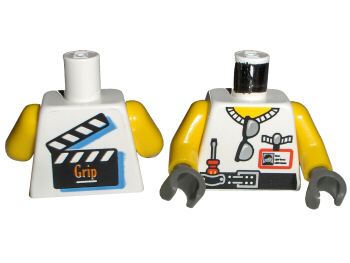 Torso Studios Grip Sunglasses, Screwdriver, Film Slate on Back Pattern / Yellow Arms / Dark Gray Hands