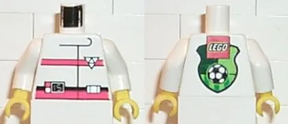 Torso Res-Q Orange Stripes, Soccer Logo on Back Pattern / White Arms / Yellow Hands