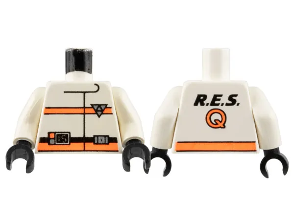Torso Res-Q Orange Stripes, 15 on Belt and Back Logo Pattern / White Arms / Black Hands