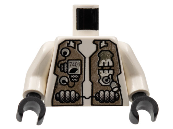 Torso Space Life on Mars (LoM) Spacesuit with '7401' Pattern / White Arms / Black Hands