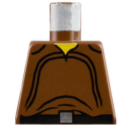 Torso SW Loose Shirt with Black Curved Lines, Belt with Silver Square Buckle, Yellow Neck Pattern