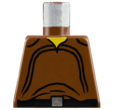 Torso SW Loose Shirt with Black Curved Lines, Belt with Silver Square Buckle, Yellow Neck Pattern