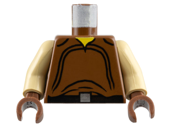Torso SW Loose Shirt with Black Curved Lines, Belt with Silver Square Buckle, Yellow Neck Pattern / Tan Arms / Brown Hands