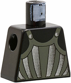 Torso Castle Fright Knights Dark Gray, Silver Striped Armor Pattern