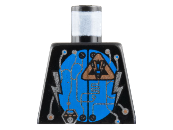 Torso Space Insectoids Silver Circuitry, Lightning Bolts over Blue Circle Pattern