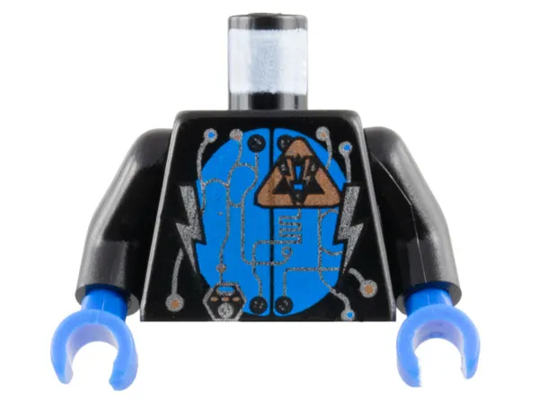 Torso Space Insectoids Silver Circuitry, Lightning Bolts over Blue Circle Pattern / Black Arms / Blue Hands