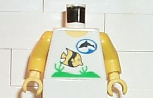 Torso Divers Dolphin Logo and Fish Pattern / Yellow Arms / Yellow Hands