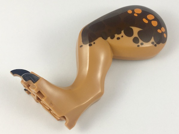 Dinosaur Leg Large (Rear) Tyrannosaurus rex Left with Black Pin with Black Claws and Dark Brown and Orange Spots over Reddish Brown Pattern