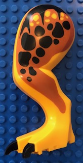 Dinosaur Leg Large (Rear) Tyrannosaurus rex Left with Black Pin with Black Claws and Spots on Dark Orange Pattern