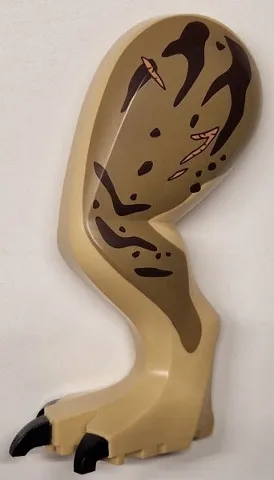 Dinosaur Leg Large (Rear) Tyrannosaurus rex Left with Black Pin with Black Claws, Dark Brown Stripes and Nougat Scars on Dark Tan Pattern