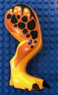 Dinosaur Leg Large (Rear) Tyrannosaurus rex Right with Black Pin with Black Claws and Spots on Dark Orange Pattern