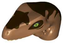 Dinosaur Head Raptor with Pin Hole with Tan Teeth and Dark Brown Markings Pattern