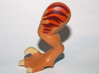 Dinosaur Leg Large (Rear) Raptor Left with Pin with Tan Claws and Dark Brown Stripes over Dark Orange Pattern