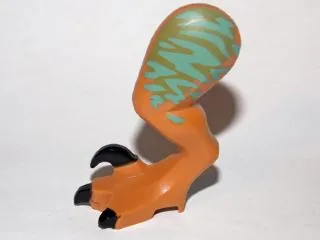 Dinosaur Leg Large (Rear) Raptor Left with Pin with Black Claws and Medium Azure Stripes over Olive Green Pattern