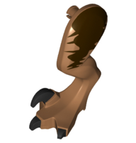 Dinosaur Leg Large (Rear) Raptor Left with Pin with Black Claws and Dark Brown Markings Pattern