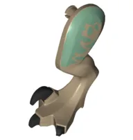 Dinosaur Leg Large (Rear) Raptor Left with Pin with Black Claws and Sand Green Markings Pattern