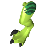 Dinosaur Leg Large (Rear) Raptor Left with Pin with Black Claws and Dark Green Stripes over Green Pattern