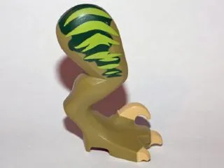 Dinosaur Leg Large (Rear) Raptor Right with Pin with Tan Claws and Lime Stripes over Dark Green Pattern