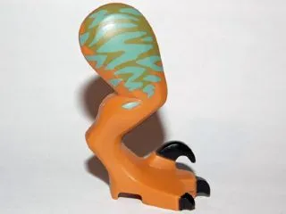 Dinosaur Leg Large (Rear) Raptor Right with Pin with Black Claws and Medium Azure Stripes over Olive Green Pattern