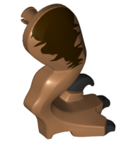 Dinosaur Leg Large (Rear) Raptor Right with Pin with Black Claws and Dark Brown Markings Pattern