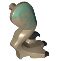 Dinosaur Leg Large (Rear) Raptor Right with Pin with Black Claws and Sand Green Markings Pattern