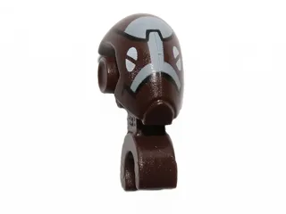 Minifigure, Head, Modified Mechanical with White Eyes and White and Black Pattern (SW Commando Droid Captain)