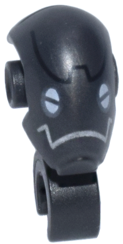 Minifigure, Head, Modified Mechanical with White Eyes and Silver and Black Lines Pattern (SW Commando Droid)