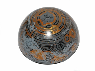 Cylinder Hemisphere 11 x 11, Studs on Top with Black, Gold, Light Bluish Gray, and Orange Planet Pattern (SW Coruscant)