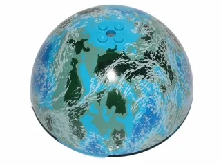 Cylinder Hemisphere 11 x 11, Studs on Top with Blue, Dark Green, Sand Green, and White Planet Pattern (SW Alderaan)