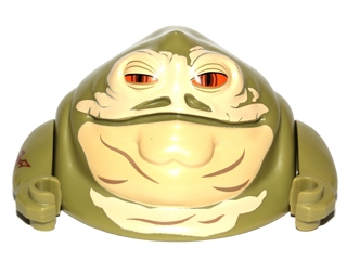 Body SW Hutt Adult - Torso and Head with Arms with Tan Face, Orange Eyes and Dark Tan Wrinkles Pattern
