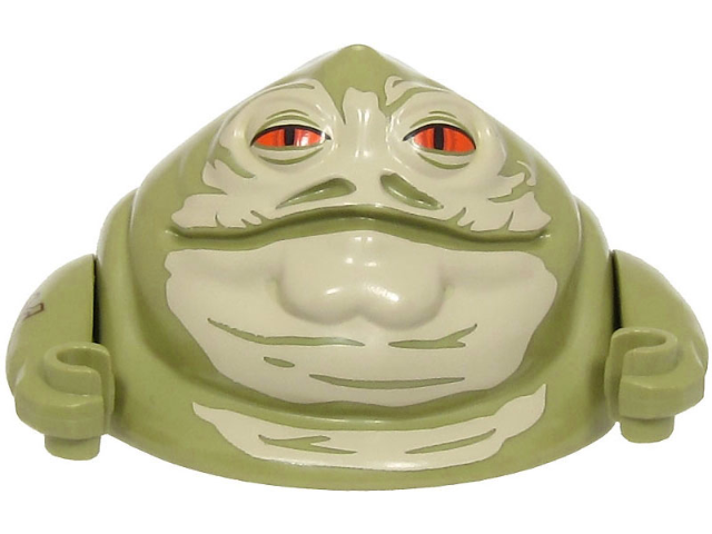 Body SW Hutt Adult - Torso and Head with Arms with Tan Face, Orange Eyes and Dark Bluish Gray Wrinkles on Back Pattern