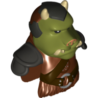 Minifigure, Head, Modified SW Gamorrean with Armor and Belt with Silver Rivets Pattern