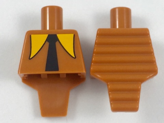 Torso, Modified Short with Ridged Armor with Long Orange Collar, Black Tie Pattern