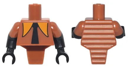 Torso, Modified Short with Ridged Armor with Long Orange Collar, Black Tie Pattern / Black Arms with Molded Dark Orange Short Sleeves Pattern / Black Hands