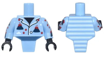 Torso, Modified Short with Ridged Armor with Volcano Pajamas Pattern / Bright Light Blue Arms with Volcano Pajamas Pattern / Black Hands