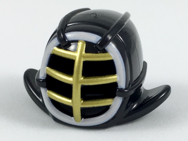 Minifigure, Headgear Helmet Ninjago Kendo with Gold Grille Mask and White Trim Pattern