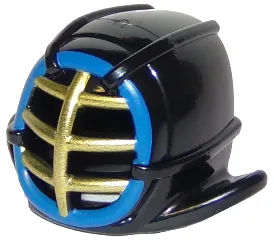 Minifigure, Headgear Helmet Ninjago Kendo with Gold Grille Mask and Blue Trim Pattern