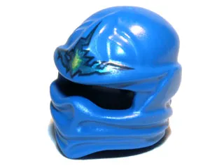 Minifigure, Headgear Ninjago Wrap Type 1 with Dark Blue, Metallic Cyan and Neon Green Electricity Lightning Energy Pattern
