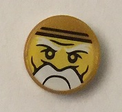 Tile, Round 1 x 1 with Ninjago Trapped Sensei Wu Pattern